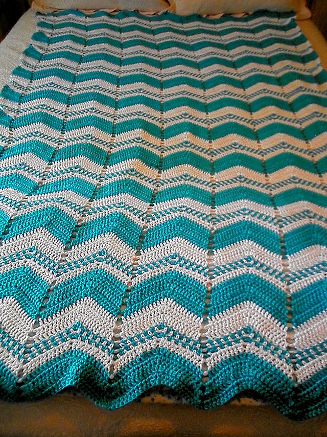 Aqua & White Afghan