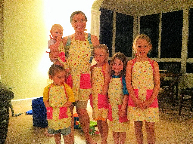 Mother and Daughter's Butterfly Matching Aprons with Monogramed Names