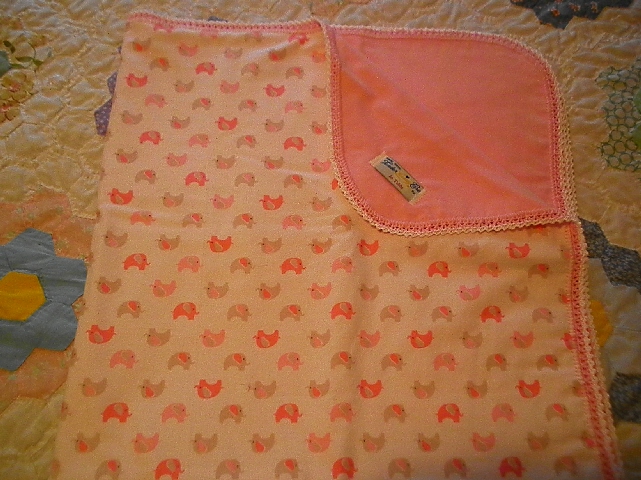 Pink and White Elephants Receiving Blanket