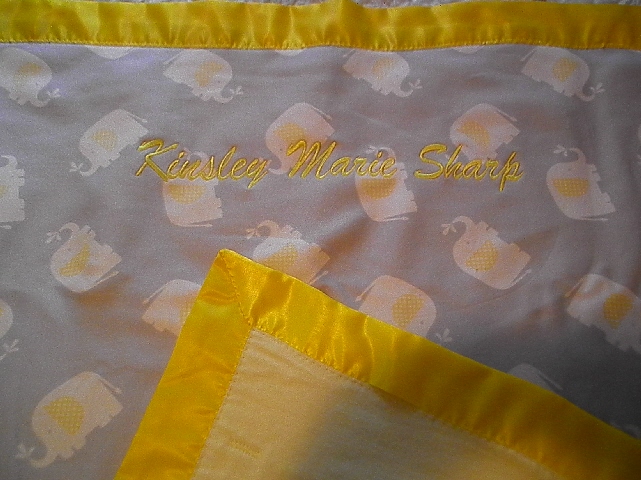 Yellow Grey Elephants Receiving Blanket
