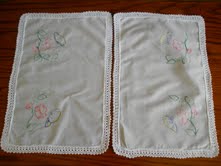 Embroidered Doily Set with Lace Edging