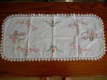 Embroidered Doily Set with Lace Edging