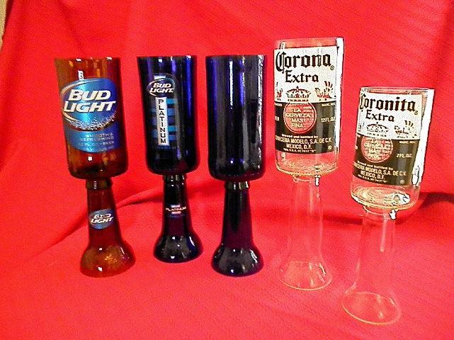 Stem Bottle Glasses - Bud Light - Corona Light Stem Bottle Glasses - Bud Light - Corona Light