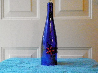 Blue Lantern With Red Flowers - Patio Lantern
