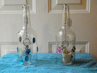 Clear Lanterns With Blue & Pink Gems - Patio Lantern