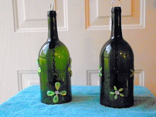 Green Lantern With Big & Small Flowers - Patio Lantern