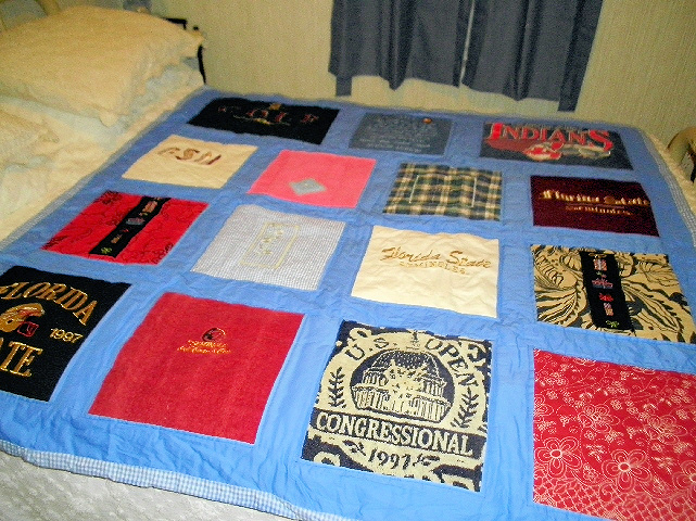 Memory Quilt - This quilt was made for the memories of a deceased love one.  It is made from  items that were commonly worn or associated with the loved ones.