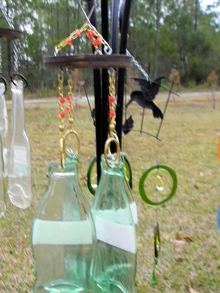Coke Bottles with Red Beads Wind Chimes