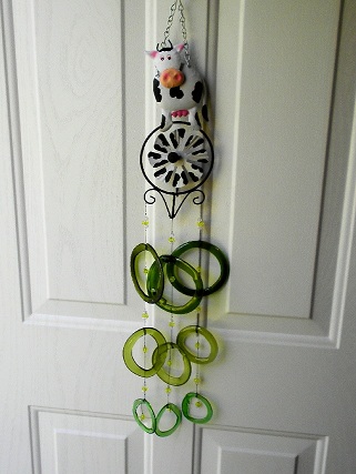 Cow with Green Rings Glass Wind Chimes