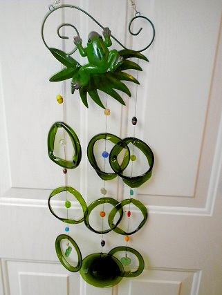 Frog with Green Rings - Glass Wind Chimes