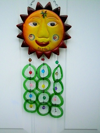 Sunface with Green Rings - Glass Wind Chimes