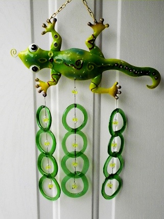 Green Geico with Green Rings - Glass Wind Chimes