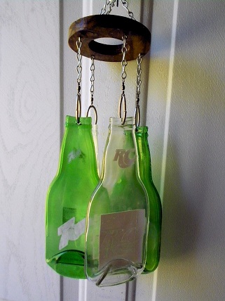 Royal Crown & 7up Bottles - Glass Wind Chimes