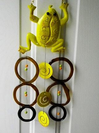 Yellow Frog with Brown Rings - Glass Wind Chimes