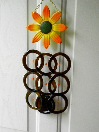 Orange Flower with Brown Rings - Glass Wind Chimes