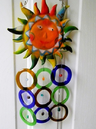 Sunface with Multi Colored Rings - Glass Wind Chimes