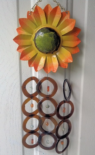 Sunflower with Brown Rings - Glass Wind Chimes