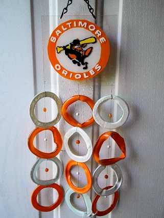 Baltimore Orioles with Orange & White Rings - Glass Wind Chimes