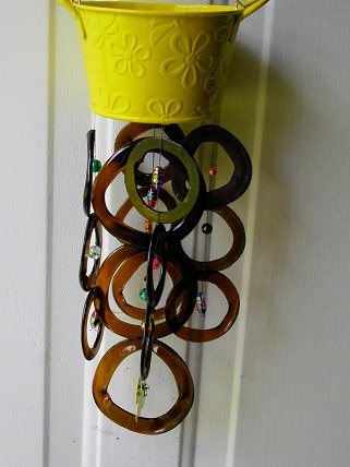 Small Yellow Can with Brown Rings - Glass Wind Chimes