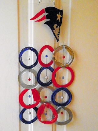 Patriots with Red, Blue & Silver Rings - Glass Wind Chimes