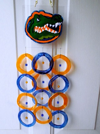 Florida Gators with Blue & Orange Rings - Glass Wind Chimes