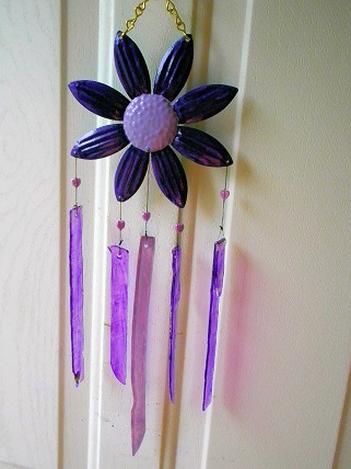 Purple Flower with Purple Glass Strips - Glass Wind Chimes