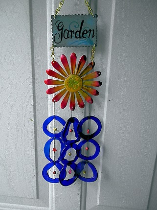 Garden Chime with Blue Rings - Glass Wind Chimes