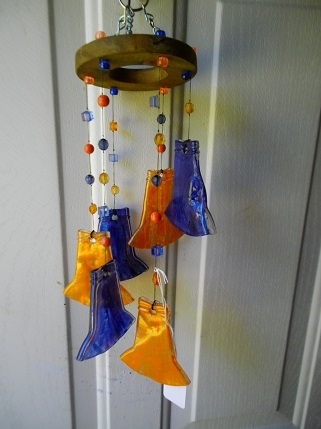 Orange and Blue Neck Spiral - Glass Wind Chimes