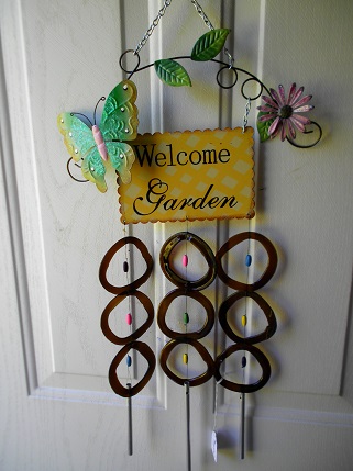 Welcome Garden with Brown Rings - Glass Wind Chimes