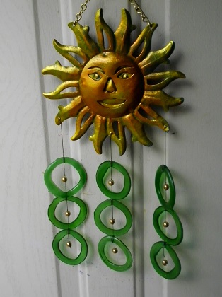Sun with Green Rings - Glass Wind Chimes