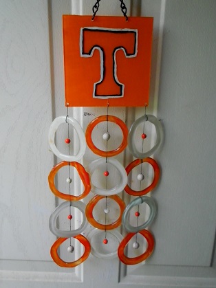 Tennessee Titans with Orange & White Rings - Glass Wind Chimes