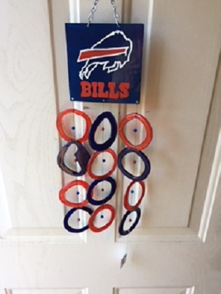 Buffalo Bills with Blue and Orange Rings - Glass Wind Chimes