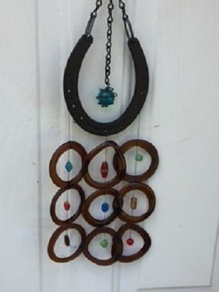 Horse Shoe with Brown Rings - Glass Wind Chimes