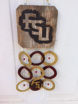 FSU with Gold and Browm Rings - Glass Wind Chimes