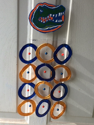 Florida Gators with Orange and Blue Rings - Glass Wind Chimes
