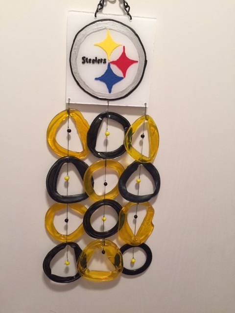 Steelers with Brown and Gold Rings - Glass Wind Chimes