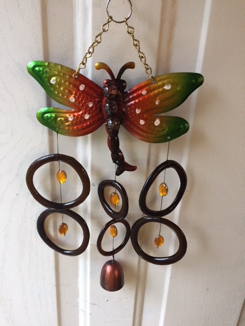 Dragon Fly with Brown Rings - Glass Wind Chimes