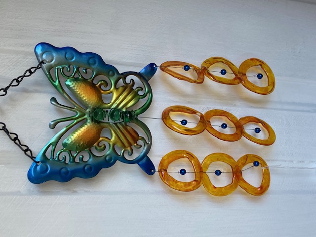 Orange Rings with Butterfly - Glass Wind Chimes