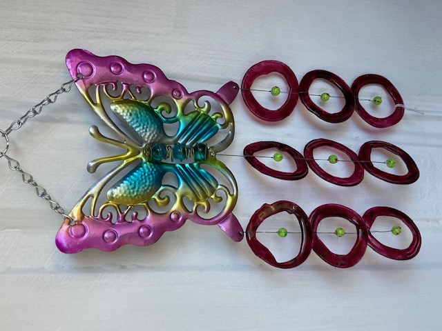Purple Rings with Butterfly - Glass Wind Chimes